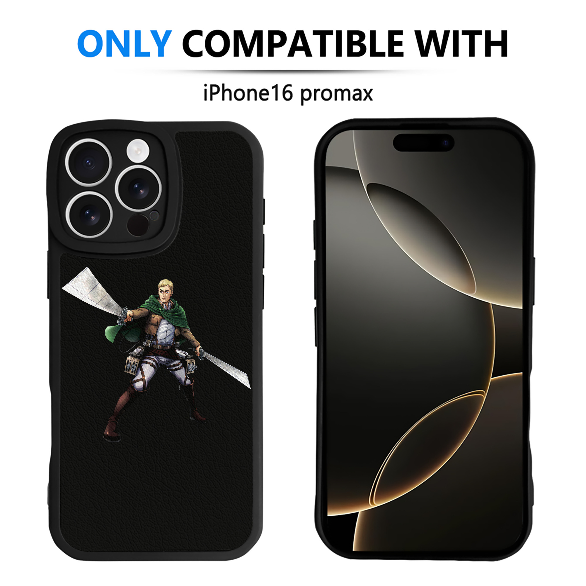 （画像用） 進撃の巨人 エルヴィン・スミス Attack on Titan Erwin Smith 【iPhone 16シリーズ対応】シリコンスマホケース（レザー調） 材質：シリコン